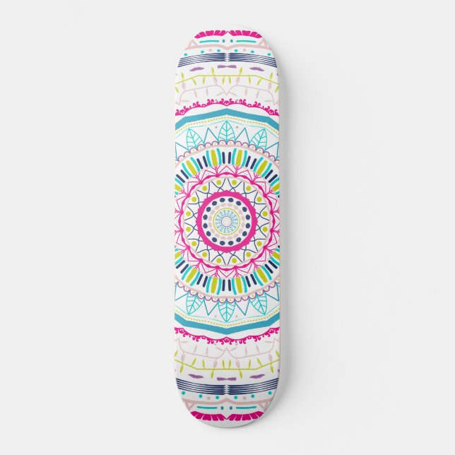Skateboard mandala colorida (Anverso)