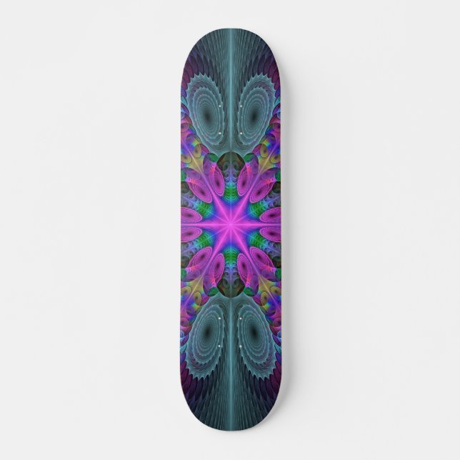 Skateboard Mandala Colorido y llamativo arte fractal Kaleidos (Anverso )