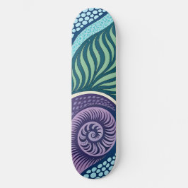 Skateboard Mandalá de concha de océano y algas marinas