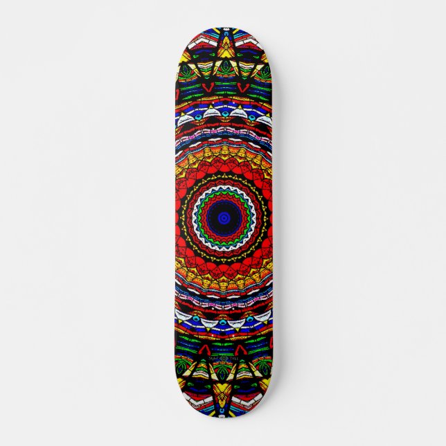 Skateboard Mandalá de Vidrio Emplomado (Anverso )