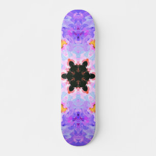 Skateboard Mandala psicodélica flor rosa azul y amarillo