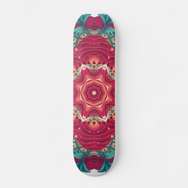 Skateboard Mandala roja de Lotus (Anverso)