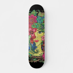 Skateboard Mandalas sobre rostro de mujer joven