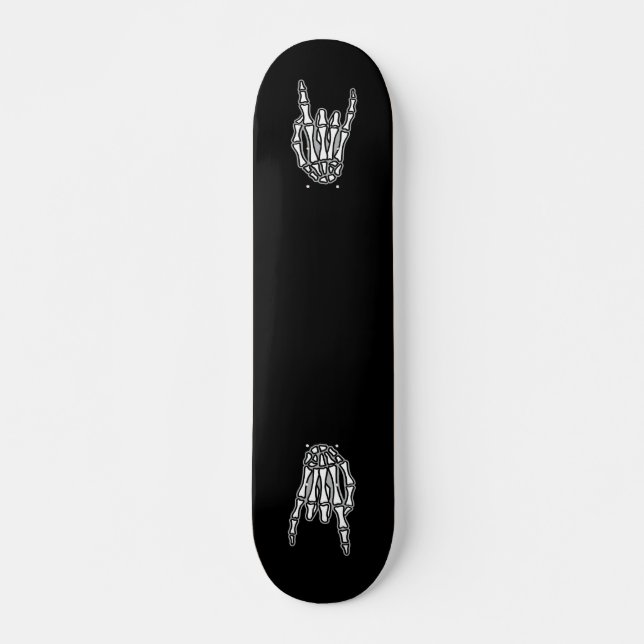 Skateboard Mano de esqueleto, roca y rollo (Anverso )