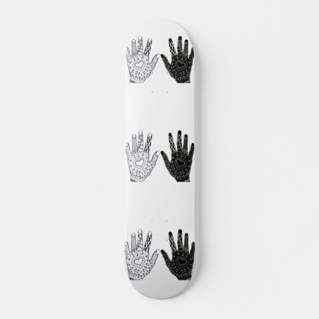 Skateboard Manos de amistad negras y blancas (Anverso )