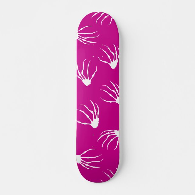 Skateboard Manos de esqueleto - Rosa caliente (Anverso )