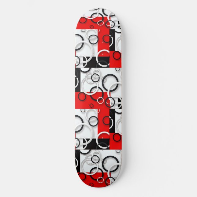 Skateboard Manta Sherpa de Círculos Rojo Negro (Anverso)