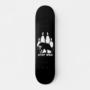 Skateboard Mantén la naturaleza - Silueta de lobo y huella