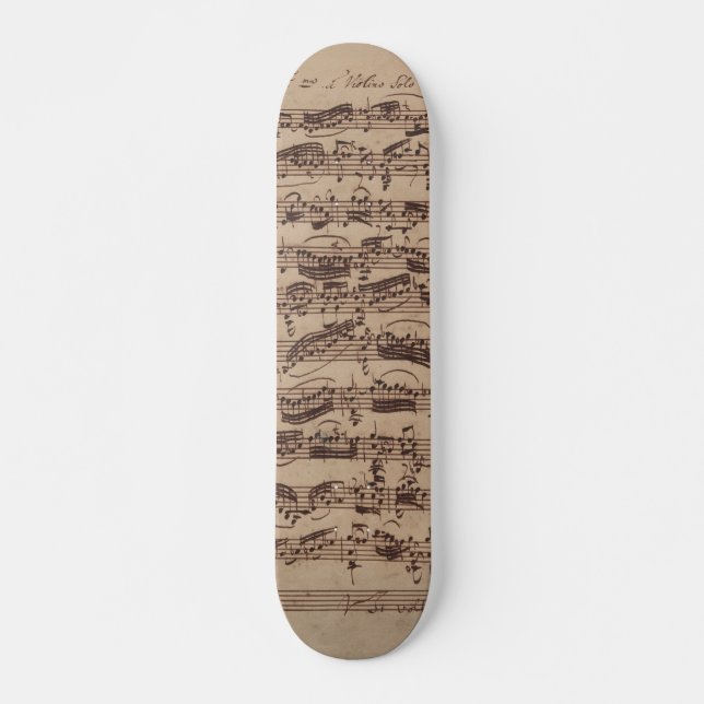 Skateboard Manuscrito de la barra de música de hojas antiguas (Anverso )