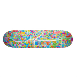 Skateboard Mapa colorido de Atlanta