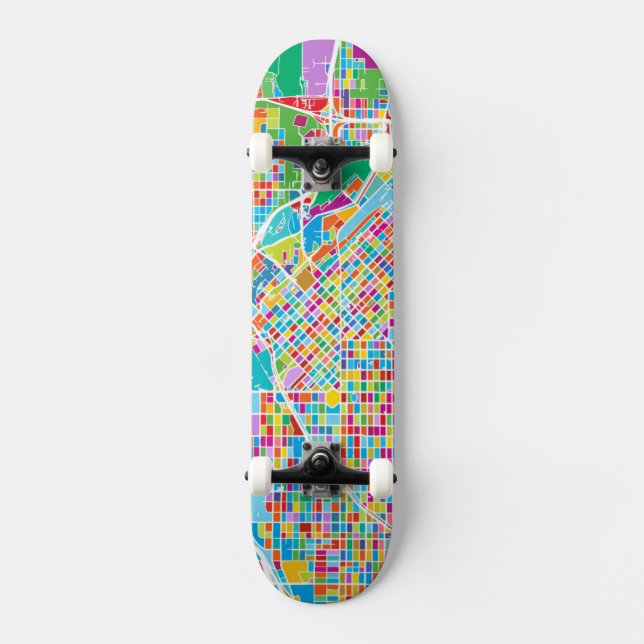 Skateboard Mapa colorido de Denver (Anverso)