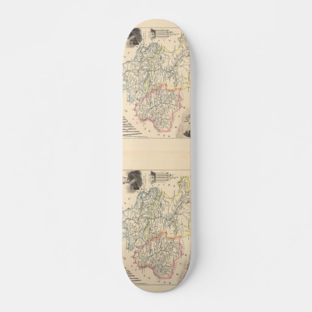 Skateboard Mapa de Ariege Department, Francia, 1858 (Anverso )