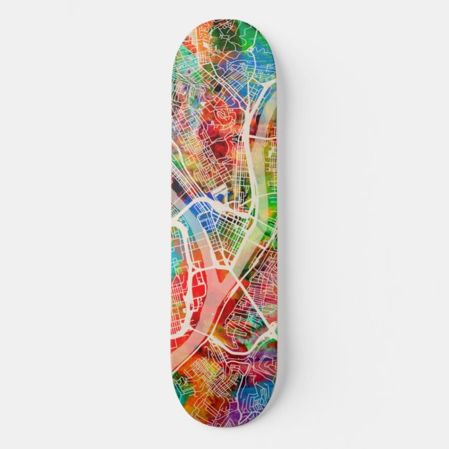 Skateboard Mapa de calle de Pittsburgh Pennsylvania (Anverso)
