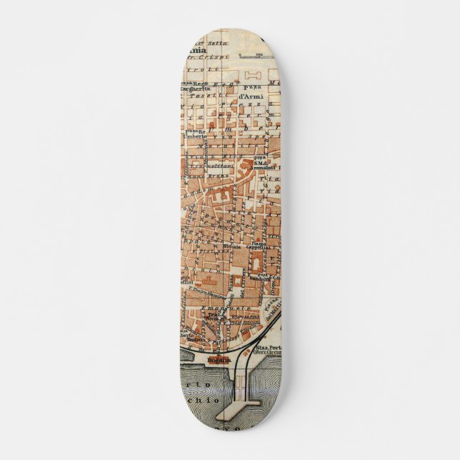 Skateboard Mapa de época de Catania Italia (1905) (Anverso )