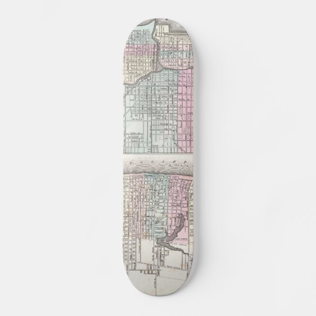 Skateboard Mapa de época de Chicago y St. Louis (1855) (Anverso)