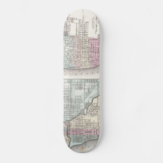 Skateboard Mapa de época de Chicago y St Louis (1855)