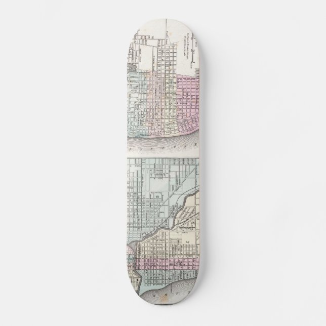 Skateboard Mapa de época de Chicago y St Louis (1855) (Anverso)