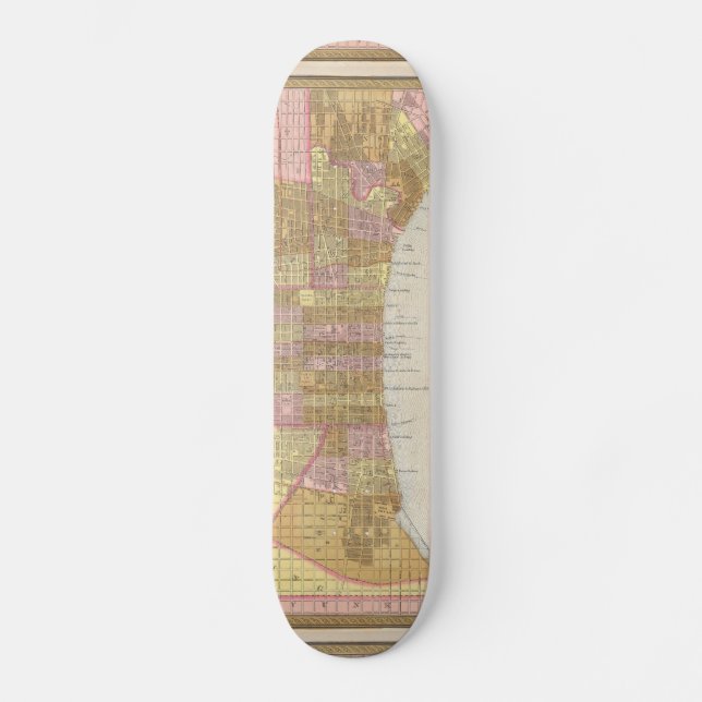 Skateboard Mapa de época de Filadelfia (1846) (Anverso)