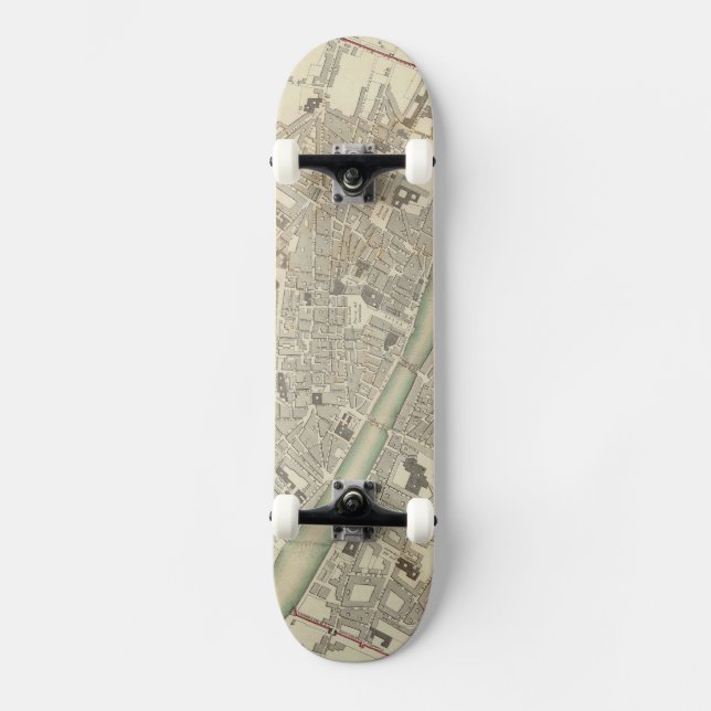 Skateboard Mapa de época de Florencia Italia (1835) (Anverso)