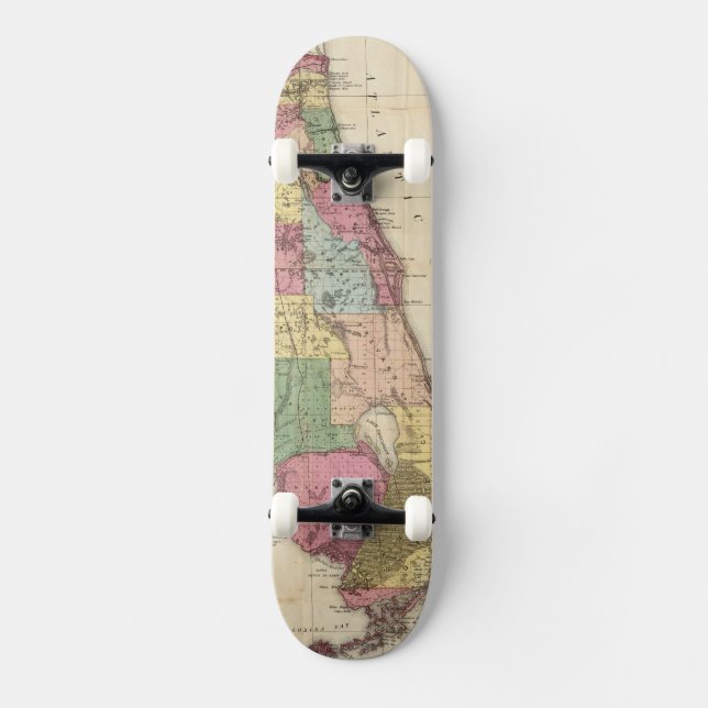 Skateboard Mapa de época de Florida (1870) (Anverso)