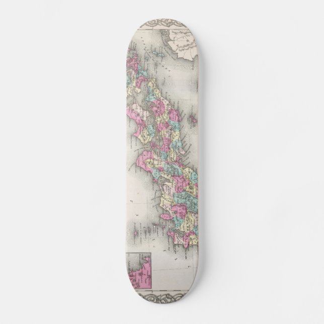 Skateboard Mapa de época de Japón (1855) (Anverso)