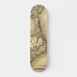 Skateboard Mapa de época de la costa de Carolina del Norte (1