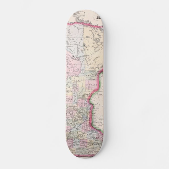 Skateboard Mapa de época de Minnesota (1864) (Anverso)