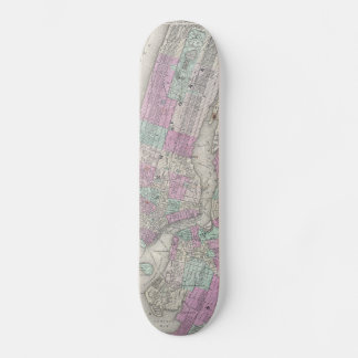 Skateboard Mapa de época de Nueva York y Brooklyn (1866)