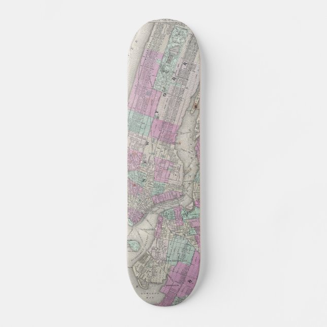 Skateboard Mapa de época de Nueva York y Brooklyn (1866) (Anverso)