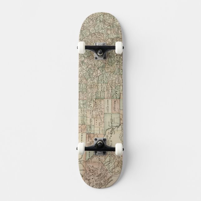 Skateboard Mapa de Texas con fronteras del condado (Anverso)