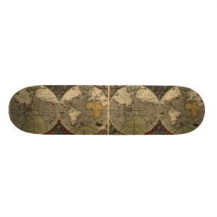 Skateboard Mapa del mundo 1595 del vintage de Jodocus Hondius