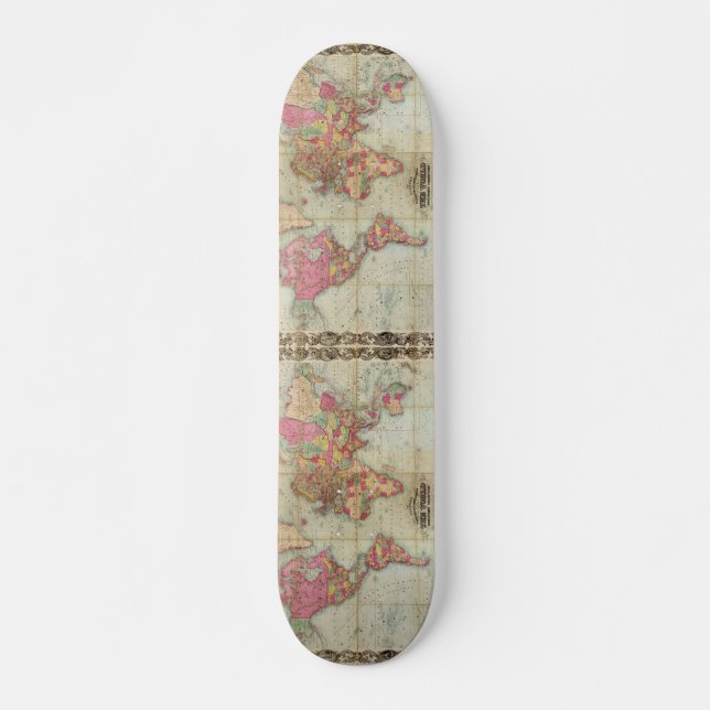 Skateboard Mapa del mundo antiguo de Juan Colton, circa 1854 (Anverso )