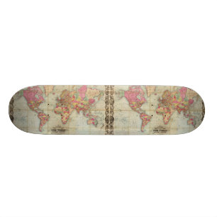 Skateboard Mapa del mundo antiguo de Juan Colton, circa 1854