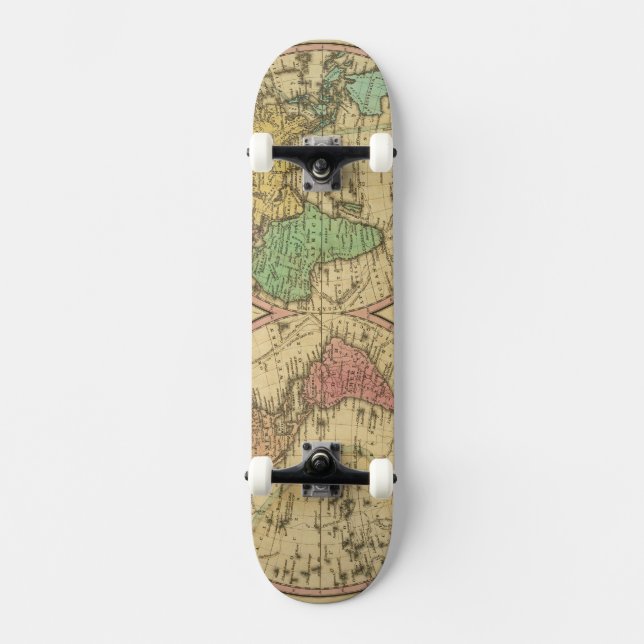 Skateboard Mapa del mundo en la proyección globular (Anverso)