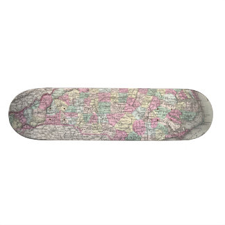 Skateboard Mapa del vintage de Carolina del Norte (1855)