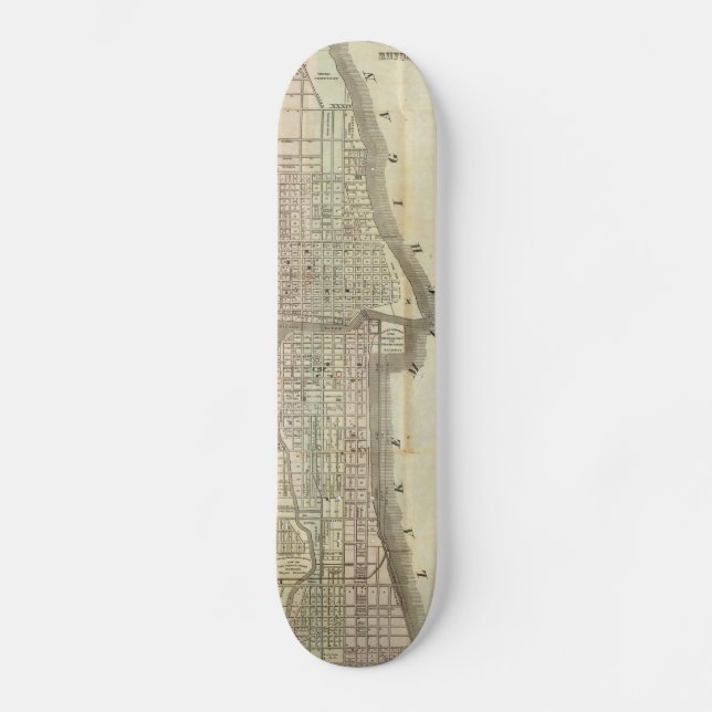Skateboard Mapa del vintage de Chicago (1857) (Anverso)