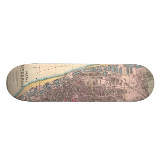 Skateboard Mapa del vintage de Liverpool Inglaterra (1890)