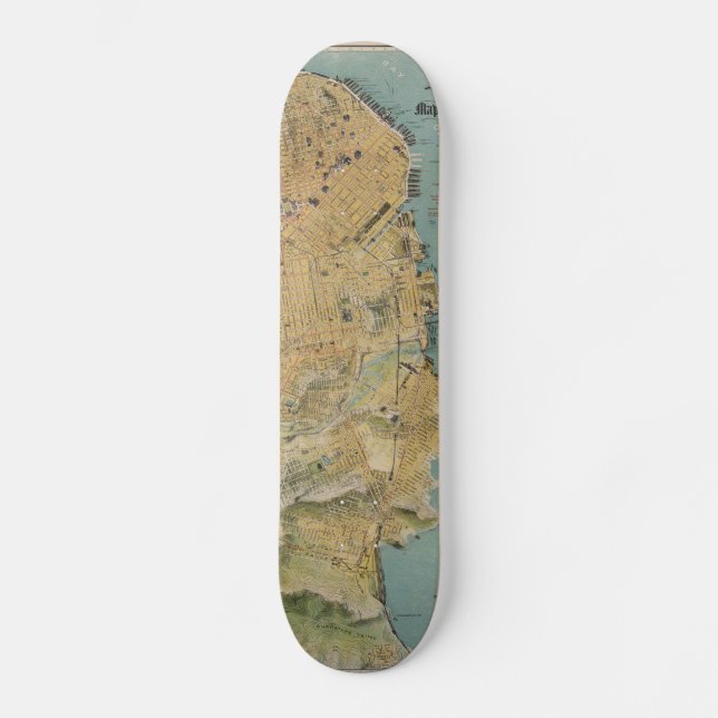 Skateboard Mapa del vintage de San Francisco (1915) (Anverso)