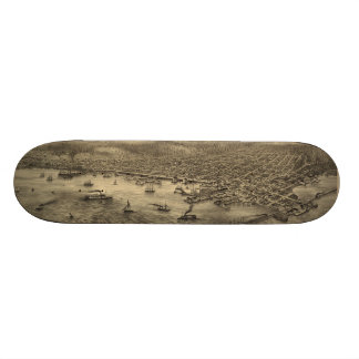Skateboard Mapa ilustrado del vintage de Seattle (1878)