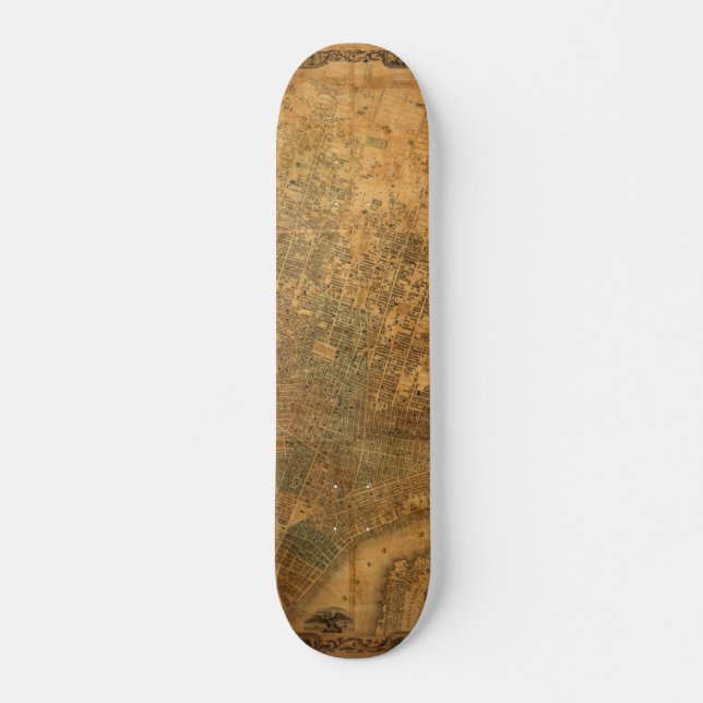 Skateboard Mapa viejo de New York City en 1852 (Anverso )