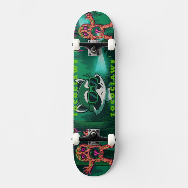 Skateboard Mapache psicodélico y gráfico de monstruo con  (Anverso)