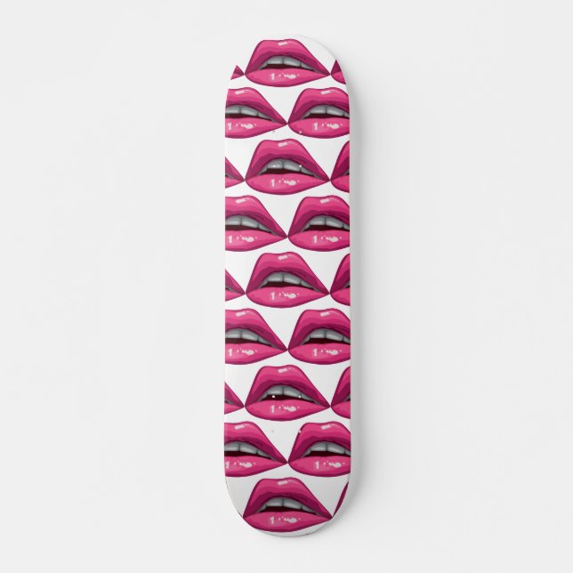 Skateboard Maquillaje de labios rosados de arte pop (Anverso )