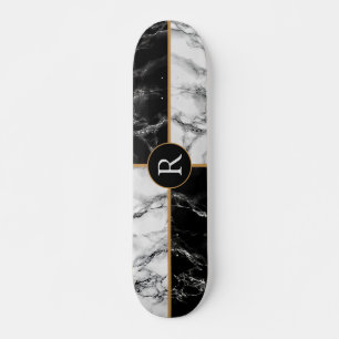 Skateboard Marble de verificación blanco y negro de moda - Añ