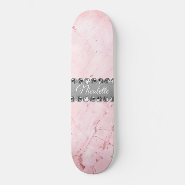 Skateboard Marble rosa Diamond Bling (Anverso)