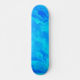 Skateboard Marble Swirl Aqua Blue