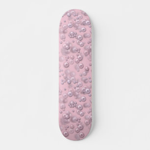 Skateboard Marcadores de perlas blancas en terciopelo rosa