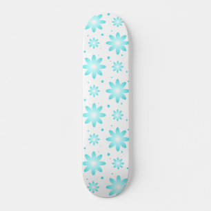 Skateboard Margarita delicada blanca y turquesa, patrón de pu