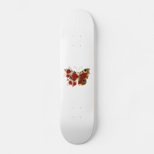 Skateboard Mariposa de flor roja con rosas rojas