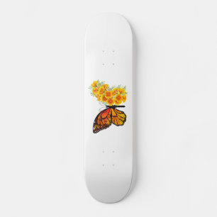 Skateboard Mariposa de flores con amapola amarilla de Califor