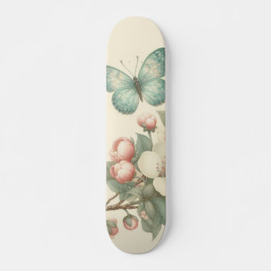 Skateboard Mariposa floral/primavera de estilo vintage